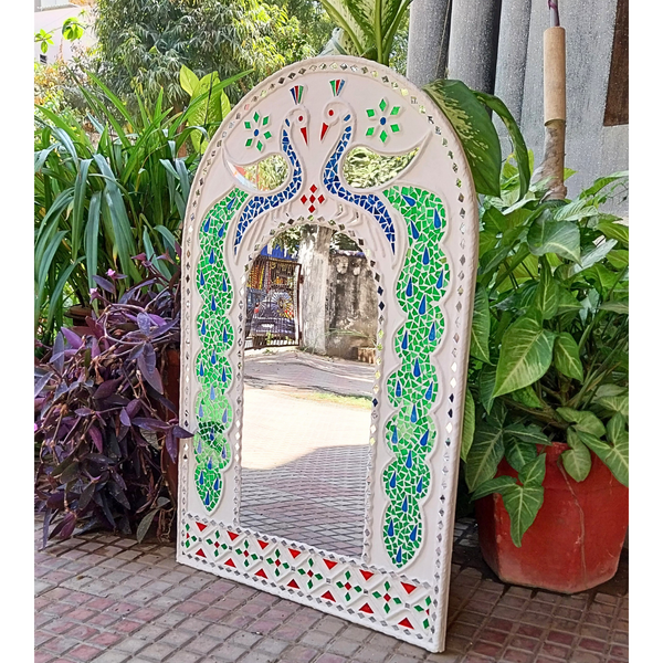 Peacock (Color) - Lippan work Mirror ( 2 ft x 3ft)