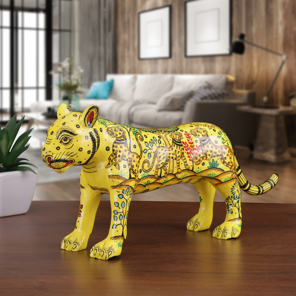 Pattachitra Tiger Curio - Yellow