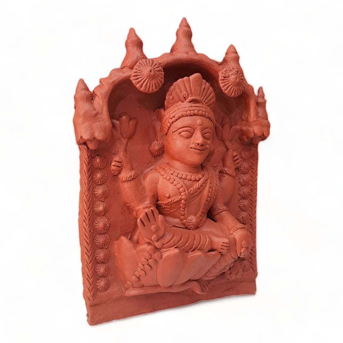 Maa Laxmi - Goddess of Prosperity - Terracotta Panel