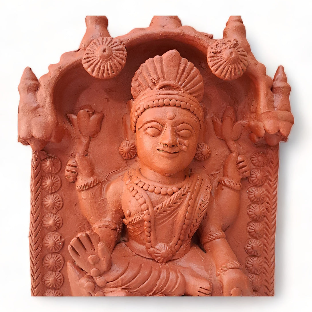 Maa Laxmi - Goddess of Prosperity - Terracotta Panel