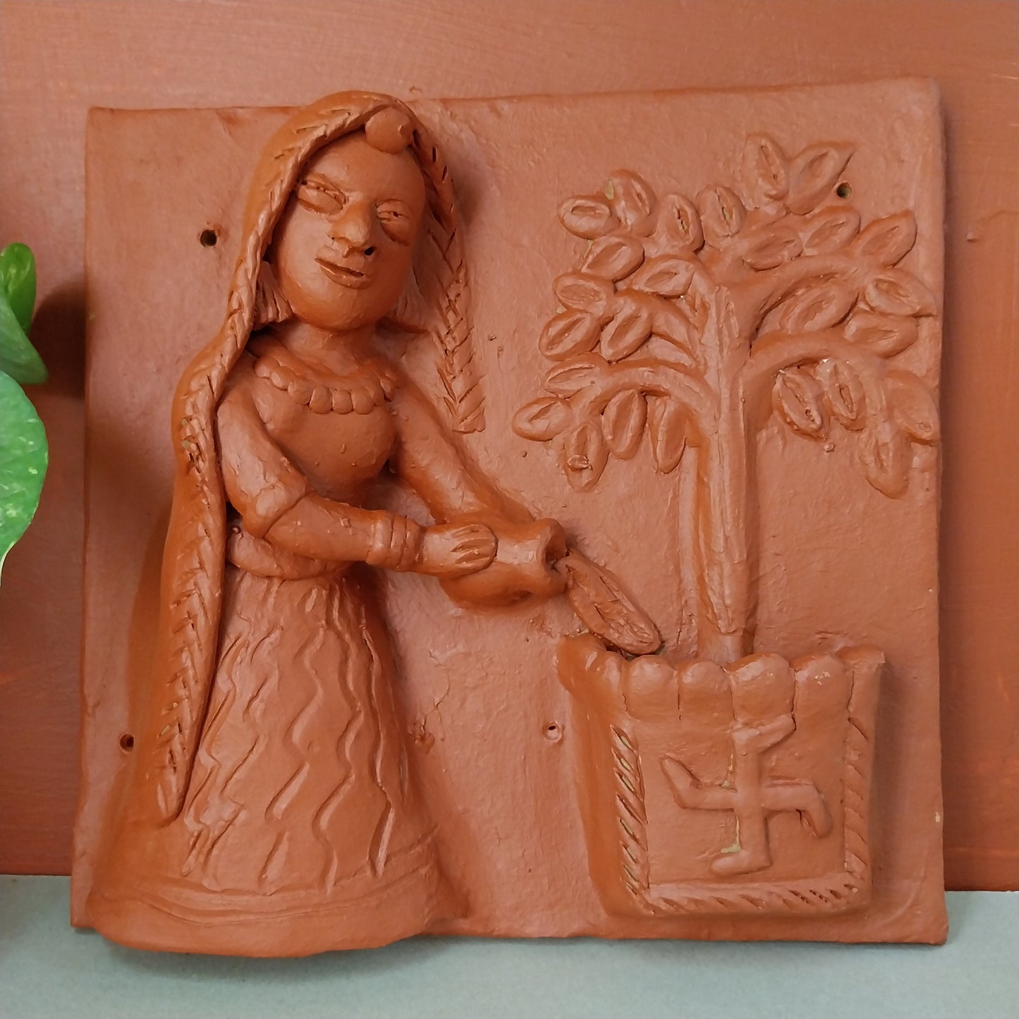 Woman at Tulsi chawki - Terracotta Tile