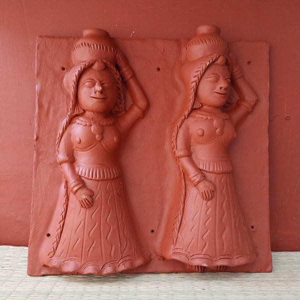 Women Carrying Pots -Design No.2 Terracotta Tile