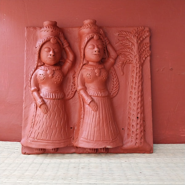 Women Carrying Pots -Design No.3 Terracotta Tile