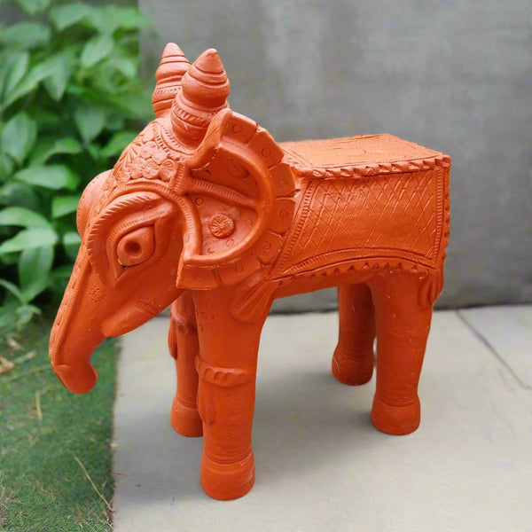 Terracotta Elephant Stool D2