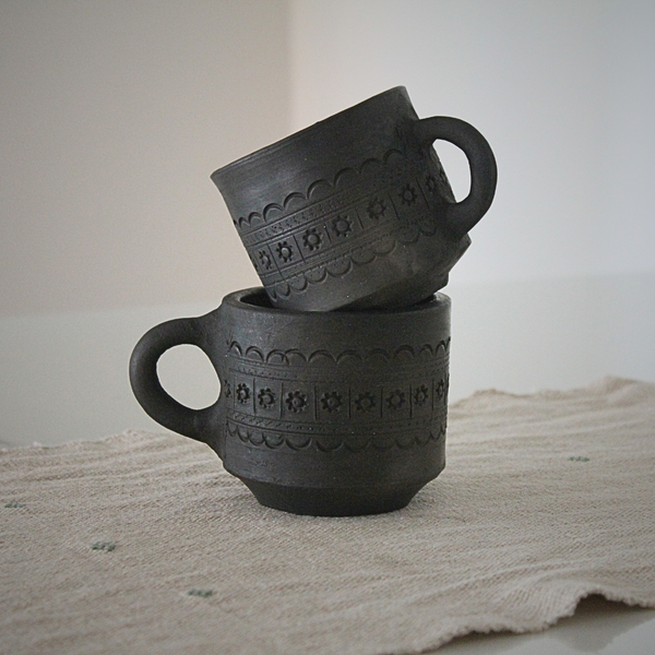 Black Pottery Cups