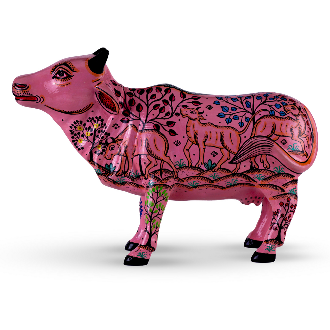 Gulaabi Gaay - Pattachitra Cow Curio - Pink