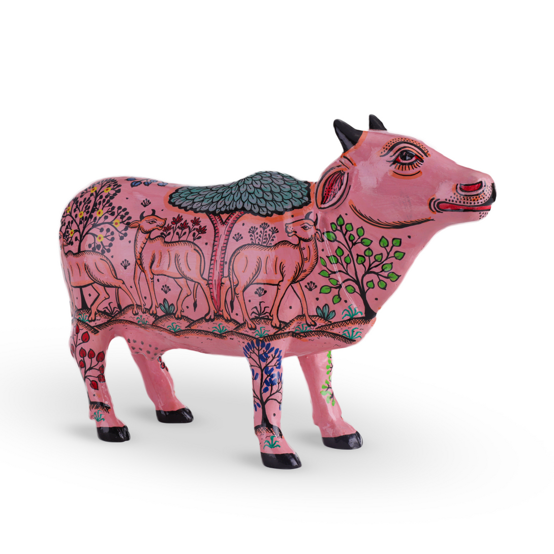 Gulaabi Gaay - Pattachitra Cow Curio - Pink