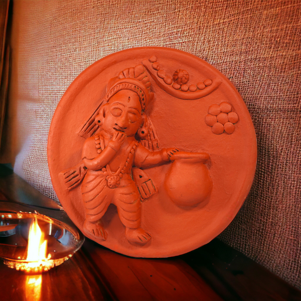 Molela Wall Plate - Makkhan chor Krishna 8"