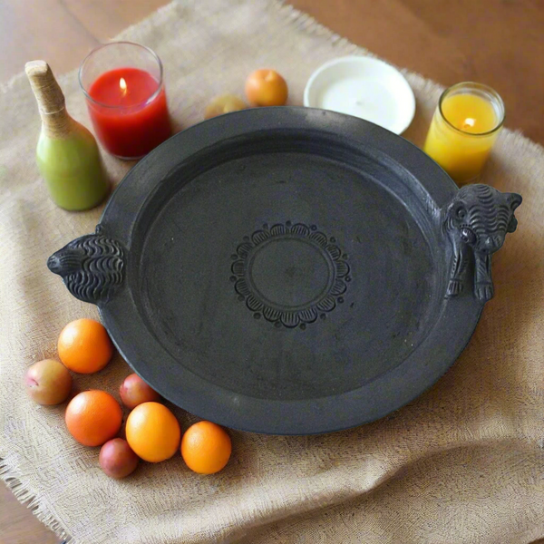 Tiger Tray - Sawai Madhopur Black Terracotta Tray