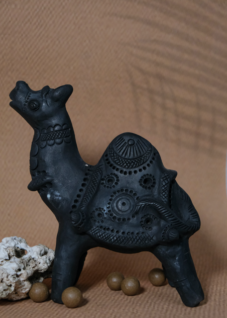 Sawai Madhopur Black Terracotta Camel Figurine