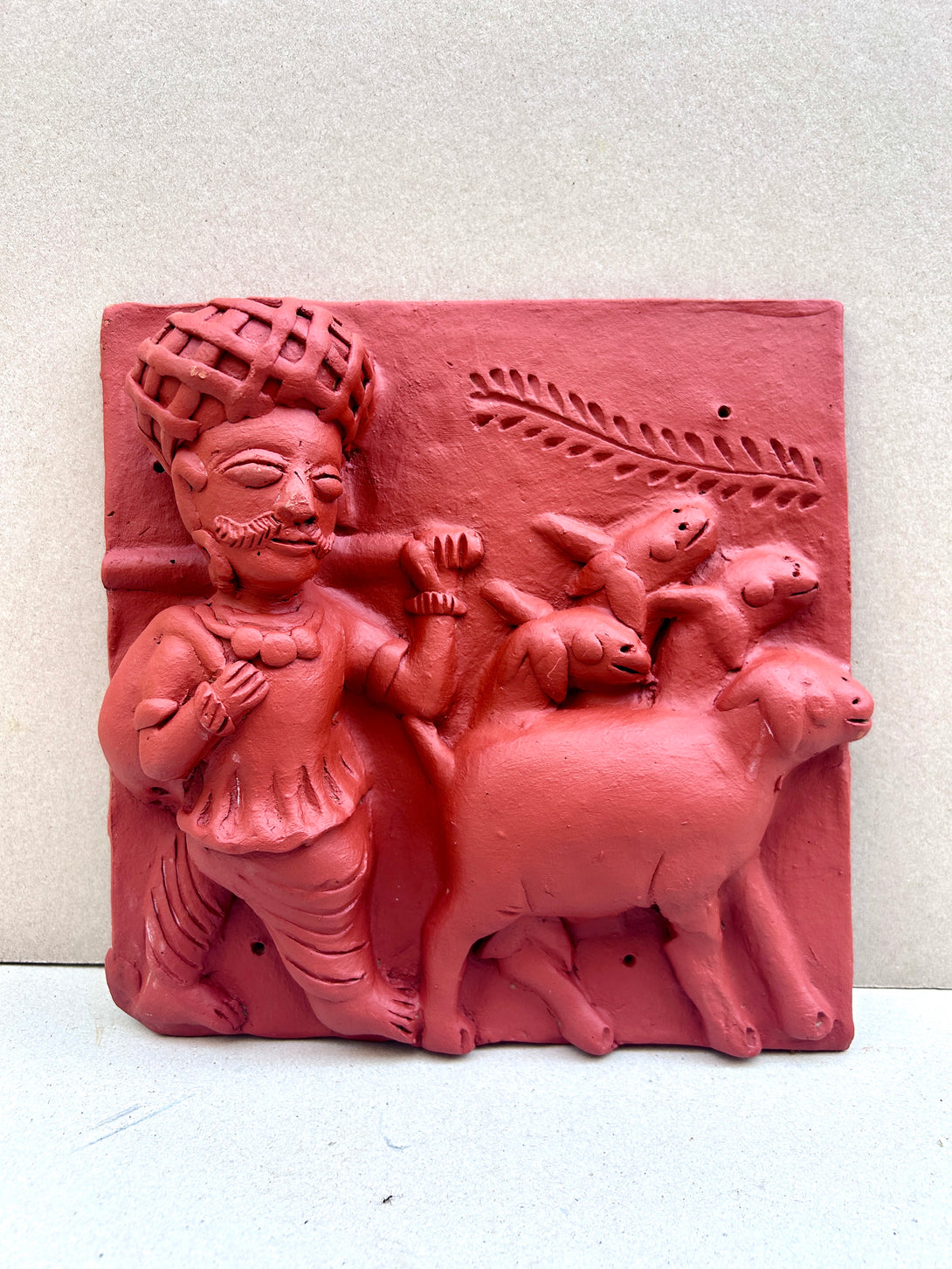 Terracotta Cattle Grazer Tile