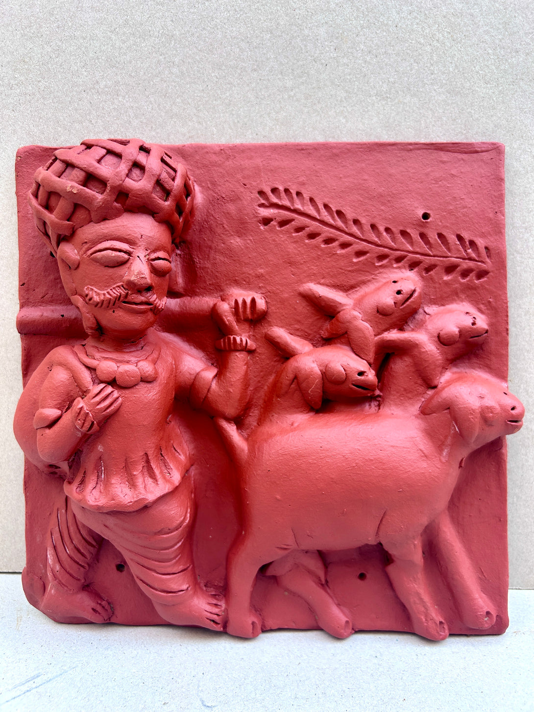 Terracotta Cattle Grazer Tile