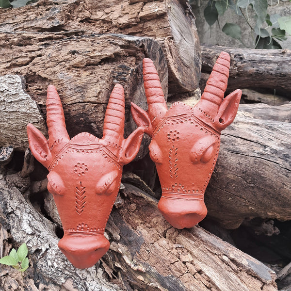 Terracotta Deer Head - Set of 2