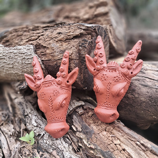 Terracotta Animal Head - Set of 2