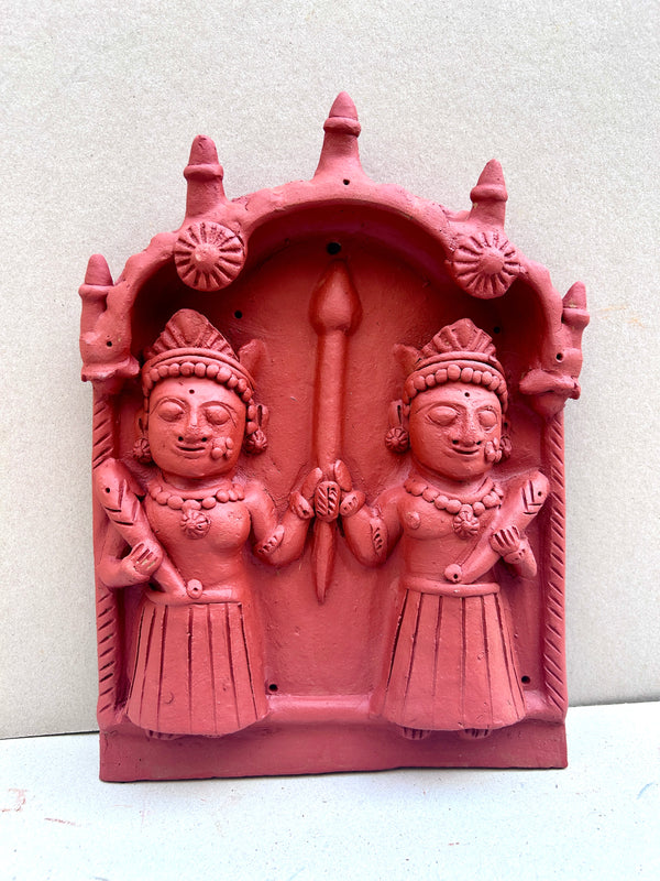 Terracotta Standing Twin Goddesses Panel