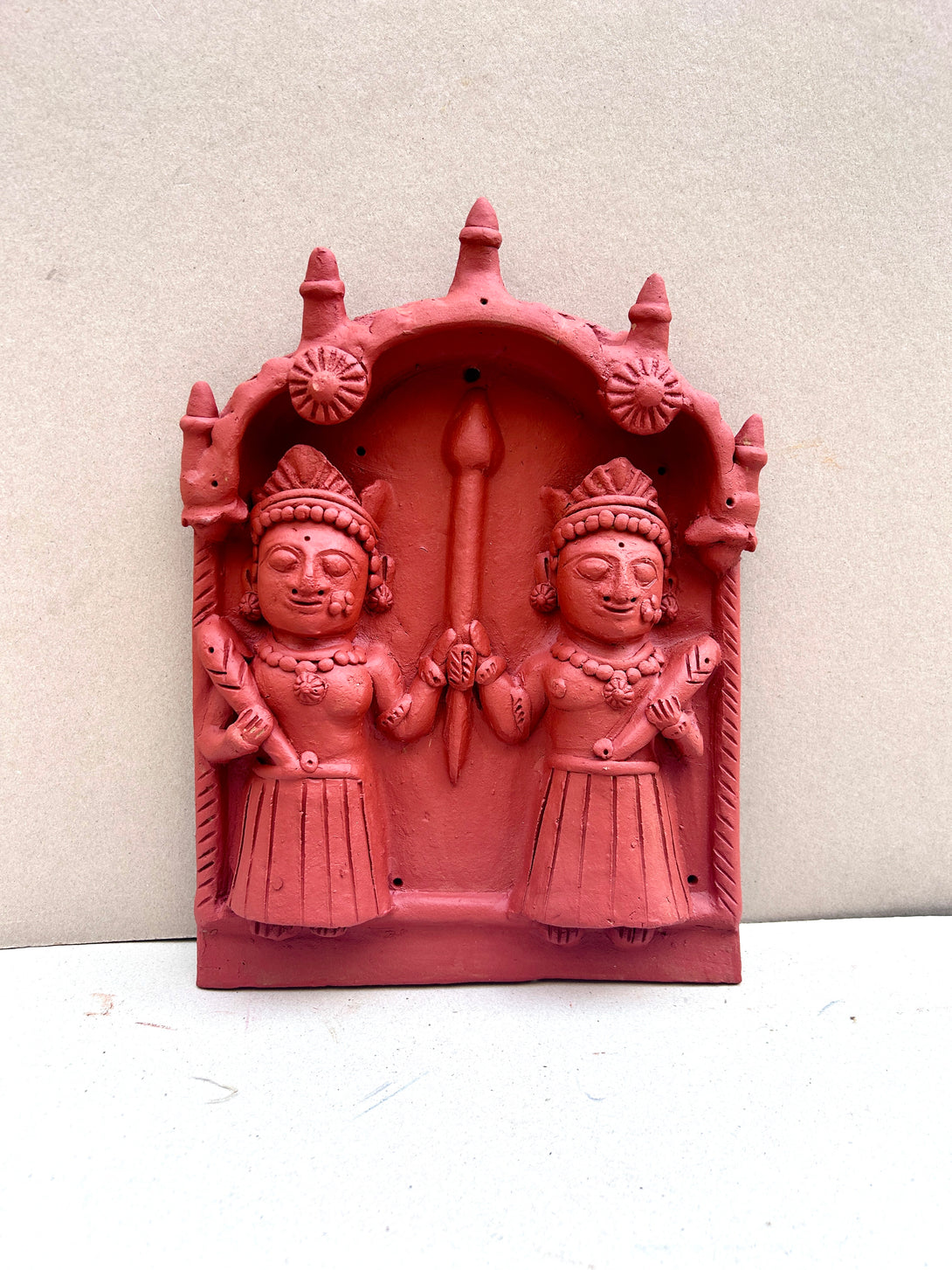 Terracotta Standing Twin Goddesses Panel