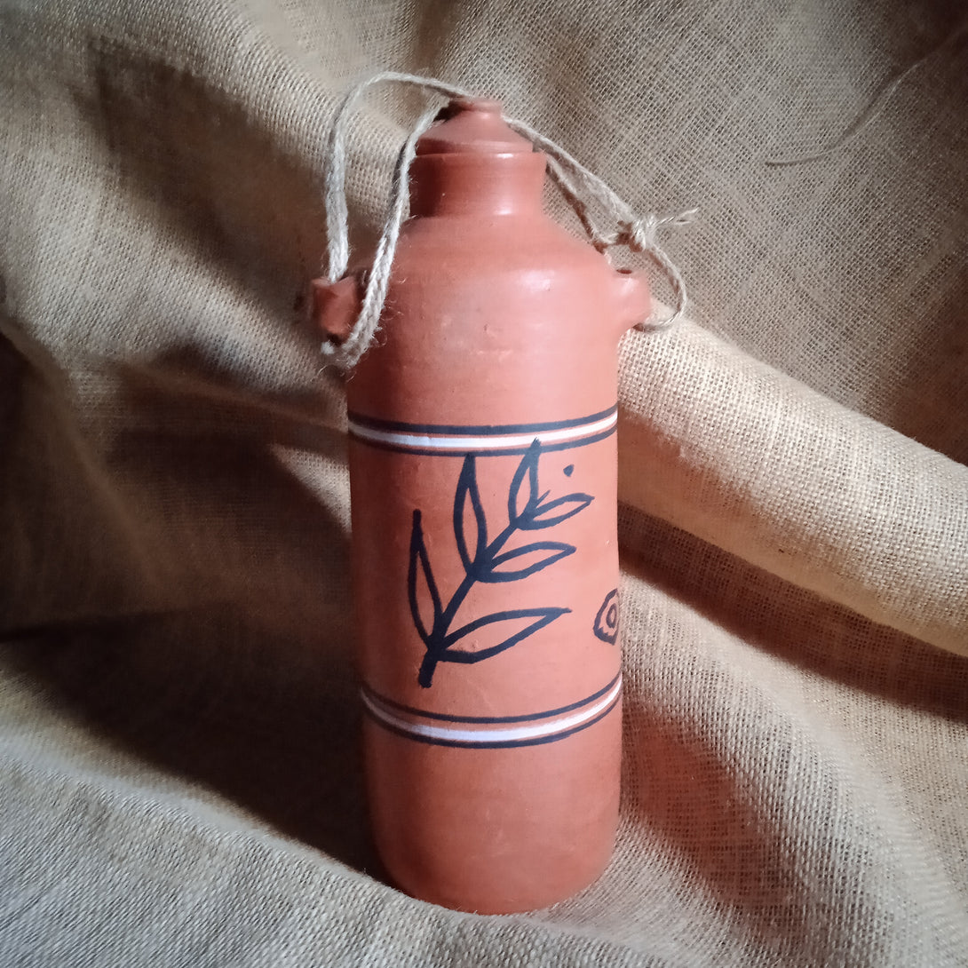 Gundiyali Painted Terracotta Water Bottle - 1