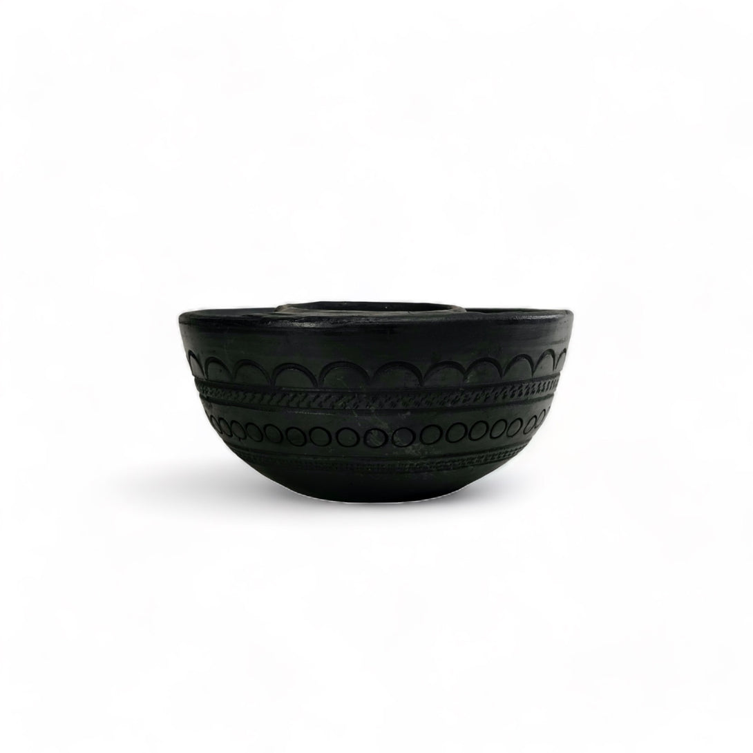 Sawai Madhopur Black Terracotta Chip n Dip bowl