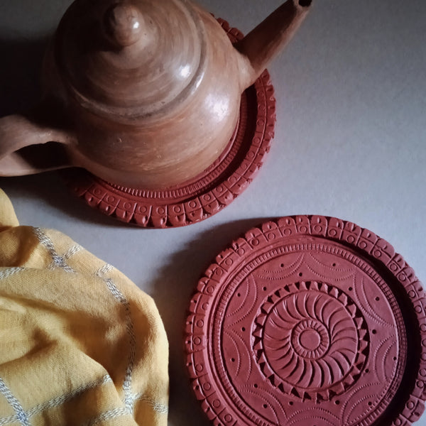 Terracotta Mandala Trivet 1 - Set of 2