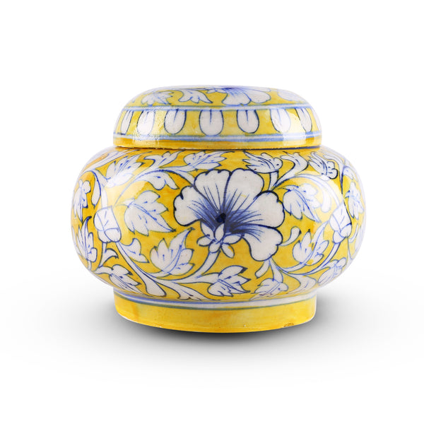 Blue Pottery Matki Jar - Yellow Single colour