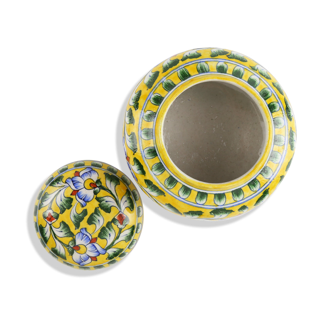 Blue Pottery Matki Jar - Yellow