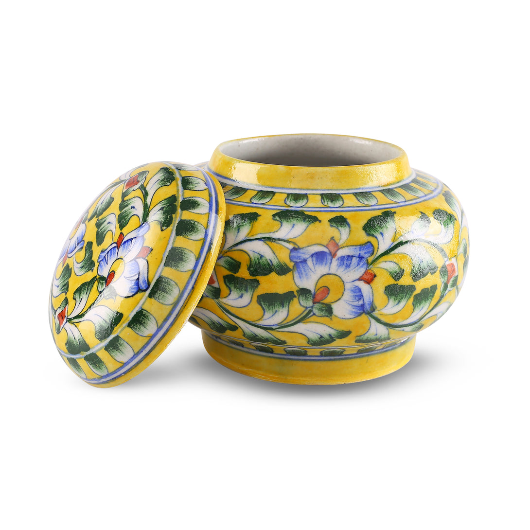 Blue Pottery Matki Jar - Yellow