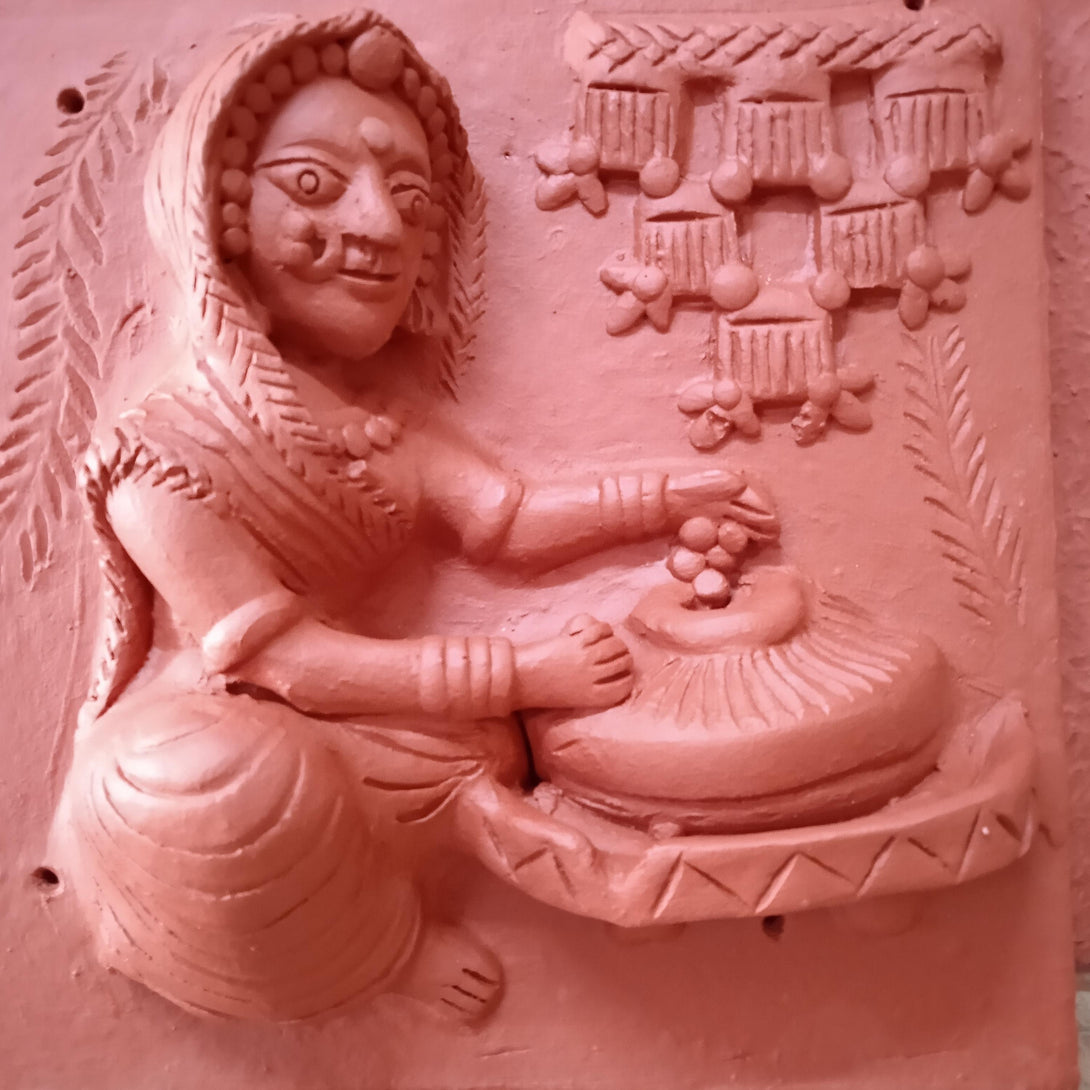 Terracotta Lady with Chakki-Flour mill Panel