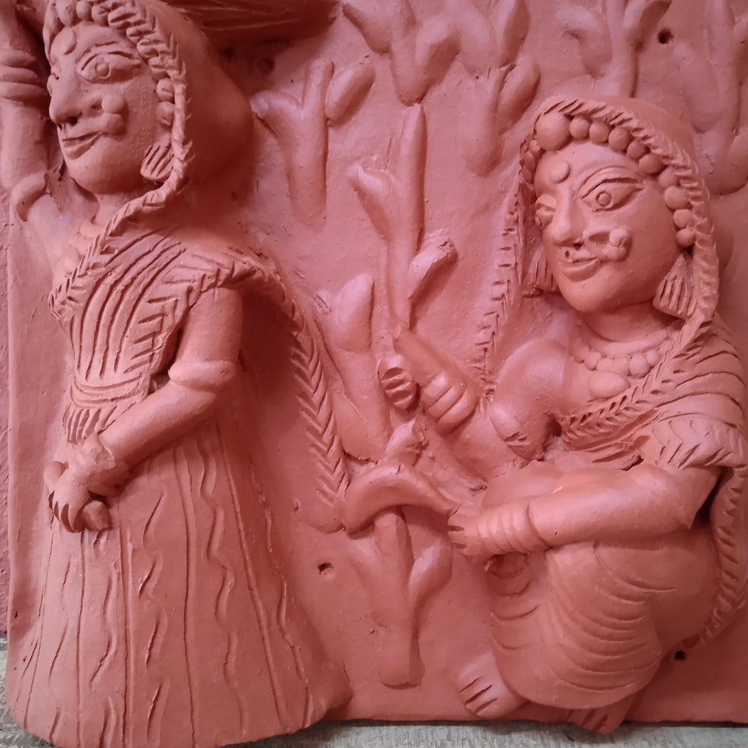 Terracotta Ladies in a farm Panel