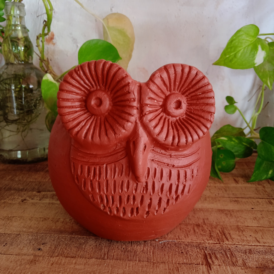 Terracotta Hanging Owl Planter