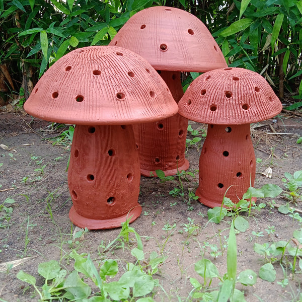 New Terracotta Mushrooms (Set of 3)