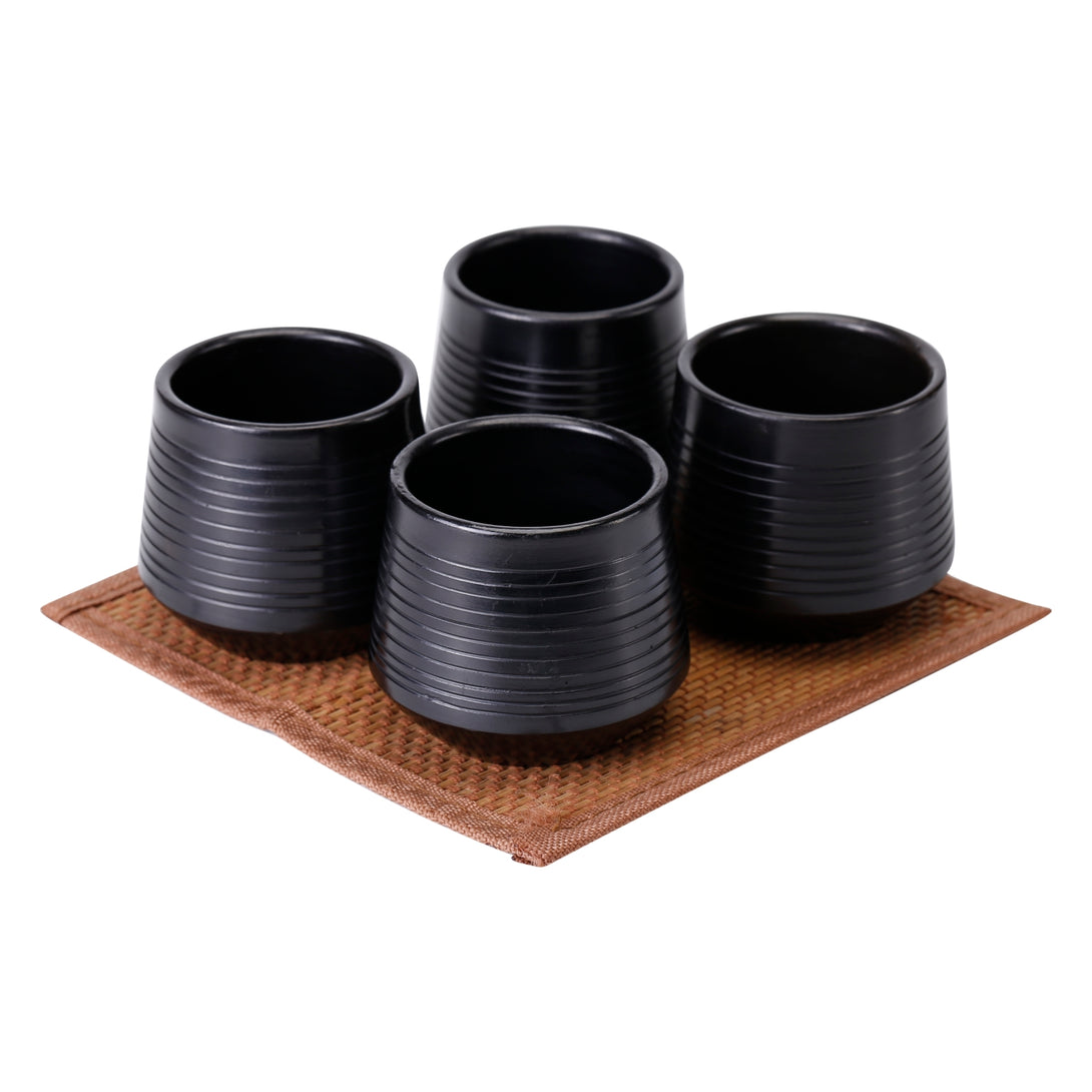 Black Pottery Terracotta Kulhad ( Set of 4)