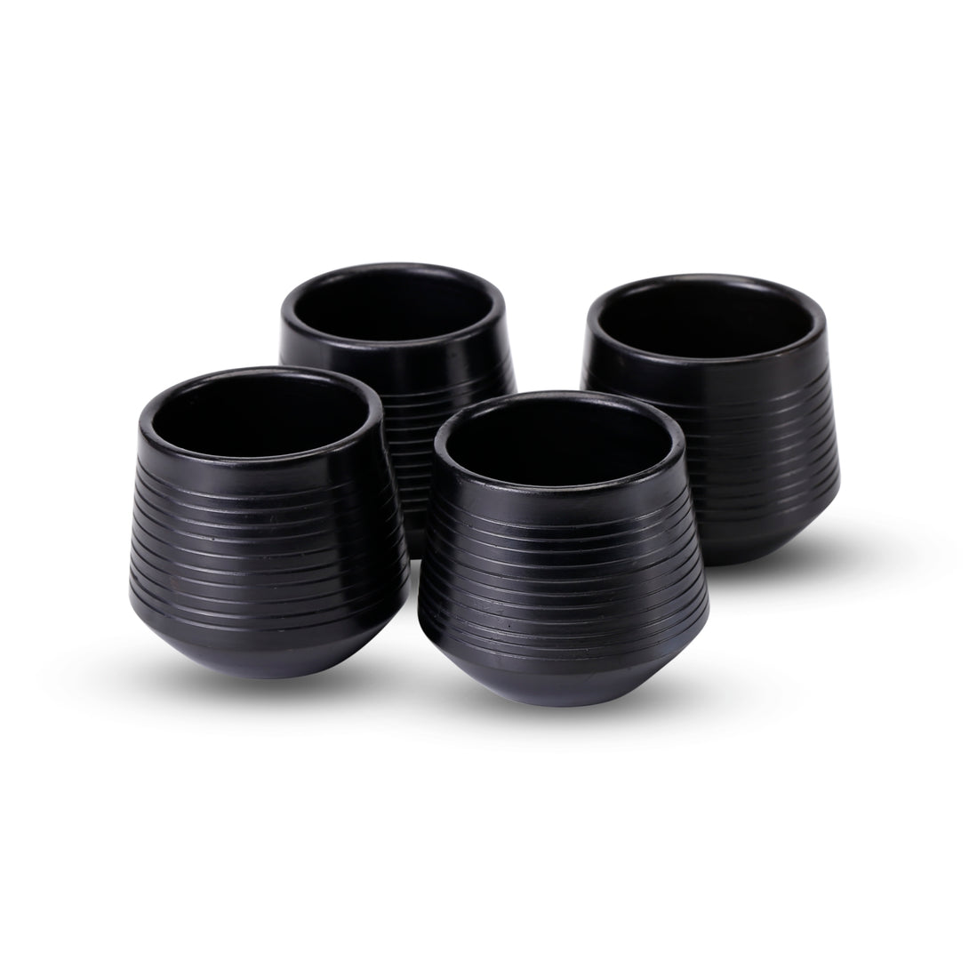 Black Terracotta Kulhad ( Set of 4) with box