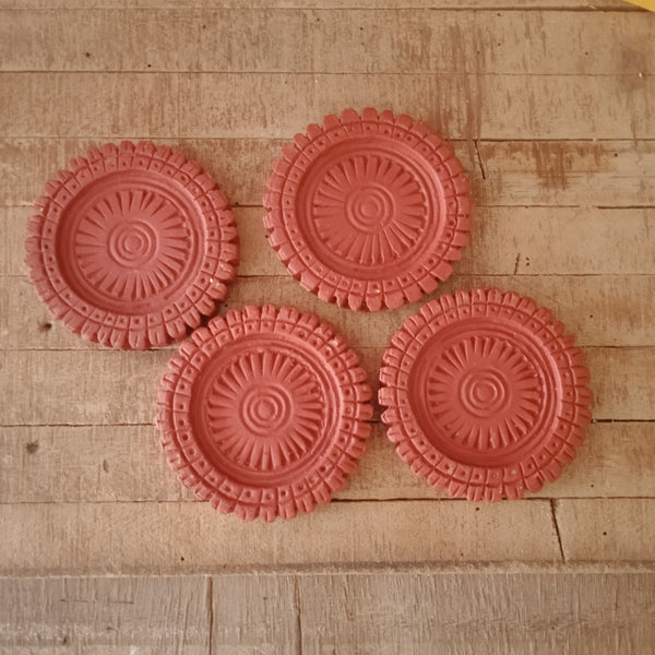 Terracotta Mandala Coasters - Set of 4